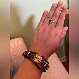 Rustic leather bracelet with horse charm